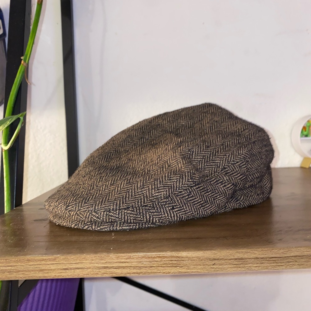 BRIXTON HERRINGBONE HOOLIGAN FLAT CAP - BROWN/KHAKI